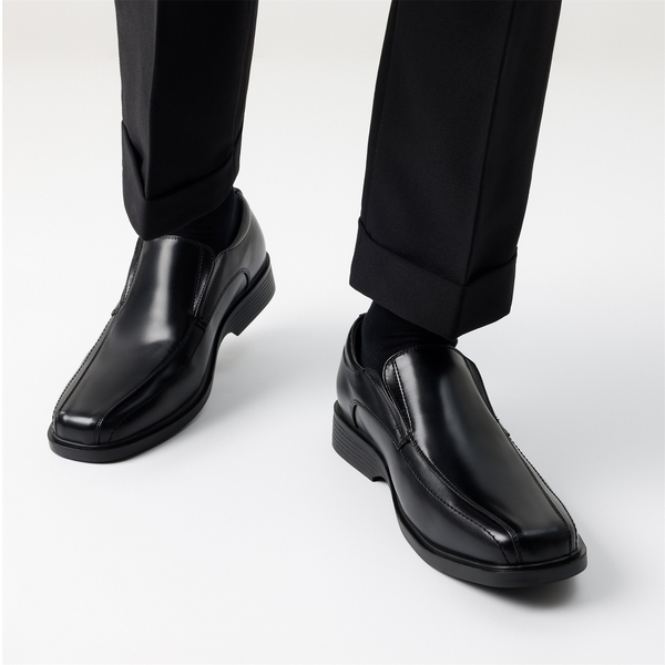 Men's Classic Square Toe PU Leather Loafers - BLACK - 1